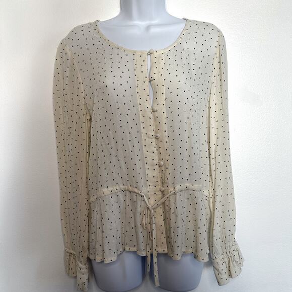 Lucky Brand Polka Dot Blouse, Small, 100% Viscose - Picture 1 of 10